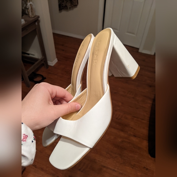 BY FAR Women's Juju Pearl Shine Leather Heeled Mules - White Pearl Shine - Picture 2 of 11